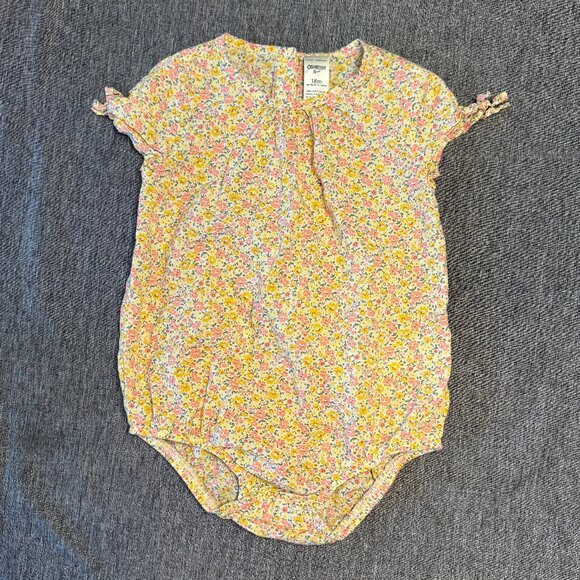 OSHKOSH B’gosh Baby overalls with floral lining & matching shirt - 18 mo - Green - Picture 6 of 12